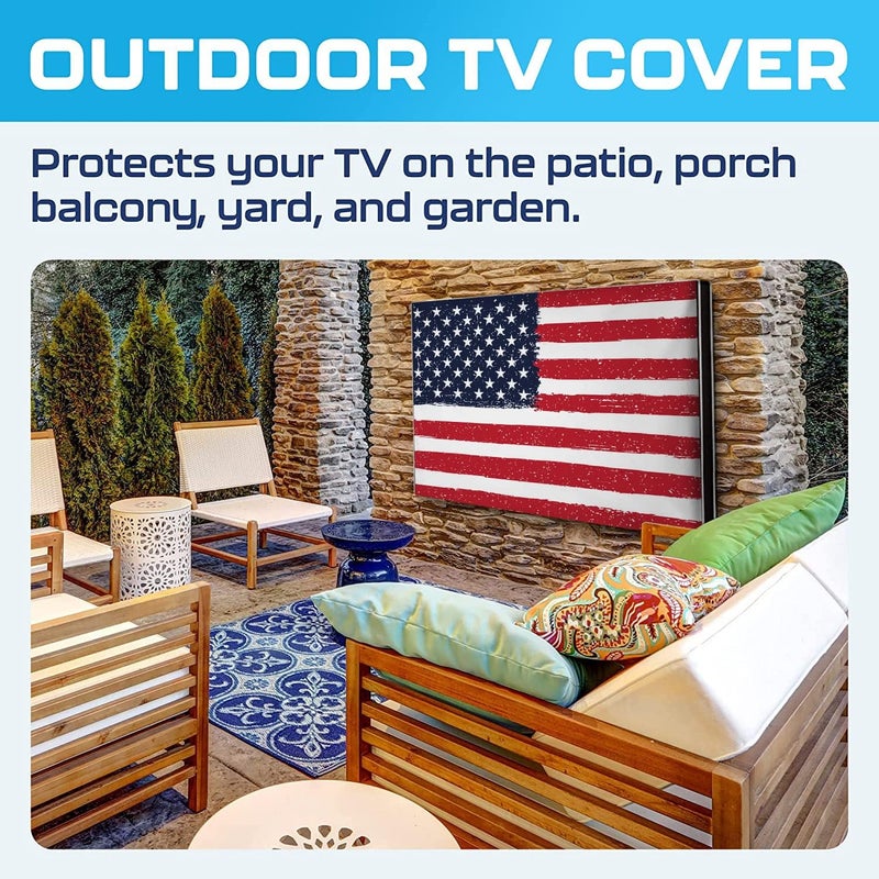 Garnetics Outdoor TV Cover 39 Inch – Waterproof, Weatherproof TV Enclosures with Smart Shield Screen Protectors, Ideal for Outdoor Use, Moving, and Storage - US Flag - Image 4